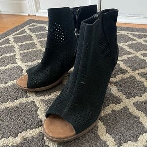 Toms Black Perforated Peep-Toe Booties